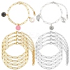 10Pcs 2 Colors 304 Stainless Steel Paperclip Chain Bracelets BJEW-YW00013-01-2