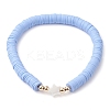 Handmade Polymer Clay with Natural Trochid Shell/Trochus Shell Beaded Stretch Bracelets for Women BJEW-JB10203-02-3