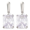 Brass Pave Cubic Zirconia Rectangle Hoop Earrings for Women EJEW-I304-28P-08-1