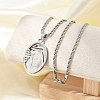 201 Stainless Steel Embossed Virgin Mary Pendant Rope Chain Necklaces NJEW-S387-08P-1