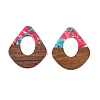 Transparent Resin and Walnut Wood Pendants RESI-T057-07K-2