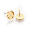 Flat Round 304 Stainless Steel Stud Earring Settings Ion Plating(IP) STAS-I323-18mm-G03-1
