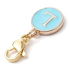 26Pcs Flat Round with Letter A~Z Alloy Enamel Pendant Decorations HJEW-JM02563-5