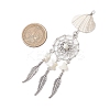 4Pcs 4 Styles Natural Shell & Synthetic Turquoise & Alloy Woven Web/Net with Feather Big Pendants PALLOY-JF03444-2