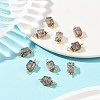 10Pcs Crackle Glass Cube Connector Charms PALLOY-JF03962-6