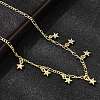 Brass Micro Pave Clear Cubic Zirconia Star Pendant Necklaces NJEW-B157-04G-2