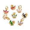 Brass Cubic Zirconia Charms KK-A156-02G-RS-1
