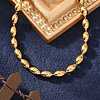 Ion Plating(IP) 304 Stainless Steel Oval Ball Chain Bracelets for Women BJEW-C046-01G-4