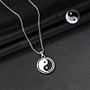 Rotatable Alloy White & Black Enamel Pendant 316 Surgical Stainless Steel Chain Necklaces for Men FS-WG50373-07-1