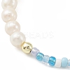 3Pcs 3 Color Glass Seed & Natural Pearl Braided Bead Bracelets Set BJEW-JB09572-4