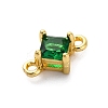 Brass Cubic Zirconia Rhombus Connector Charms KK-F894-12G-02-2