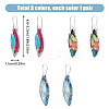 3 Pairs 3 Colors Dyed Natural Regalite Leaf Dangle Earrings with Brass Pins EJEW-FI0003-17-2