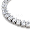 Brass Pave Clear Cubic Zirconia Teardrop Box Chain Slider Bracelets BJEW-YWC0002-07P-2
