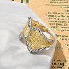 Brass Micro Pave Clear Cubic Zirconia Cuff Finger Rings for Women RJEW-B112-11GP-3