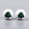 Christmas Printed Opaque Acrylic Round Beads OACR-T029-08F-2