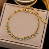Golden Tone 304 Stainless Steel Enamel Twisted Chain Bracelets BJEW-P321-02G-1