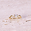 Teardrop 304 Stainless Steel with Clear Cubic Zirconia Finger Rings for Women FS-WG6614B-03-2