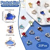20Pcs Brass Micro Pave Cubic Zirconia with Glass Charms KK-YW0002-94-3