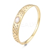 Cubic Zirconia Oval Hinged Bangle BJEW-G651-10G-04-3
