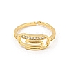 Paper Clip Brass Micro Pave Clear Cubic Zirconia Open Cuff Rings RJEW-G309-25G-2