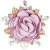 Cloth Rose with Crystal Rhinestone Brooch Pin JEWB-WH0028-13LG-1