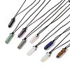 Natural & Synthetic Mixed Gemstone Bullet Pendant Necklace with Waxed Cords for Women NJEW-M196-02-1