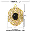 304 Stainless Steel with Synthetic Black Onyx Pendants STAS-OY001-48G-2
