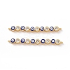 Flat Round with Evil Eye Pattern Brass Micro Pave Clear Cubic Zirconia Enamel Connector Charms KK-G435-44G-01-2