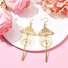 Brass Butterfly & Moon Dangle Earrings EJEW-TA00365-2