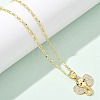 Brass Micro Pave Clear Cubic Zirconia Pendant Necklaces for Women LS-NJEW-M084-02G-02-5