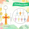 7Pcs 7 Colors Cross Acrylic Keychain with Iron Ring for Keychain KEYC-CJ0001-13-2