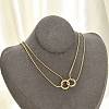 304 Stainless Steel Double Layer Snake Chain 2-Ring Link Necklaces NJEW-R017-01G-2