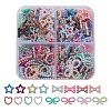 220Pcs 4 Styles Rainbow ABS Plastic Imitation Pearl Linking Rings OACR-YW0001-18-1