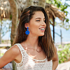 3 Pairs 3 Colors Raffia Grass Flat Round Dangle Stud Earrings EJEW-AN0002-44-4