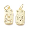 Brass Micro Pave Clear Cubic Zirconia Charms ZIRC-L076-054G-2