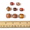 161Pcs 8 Styles Printed Natural Wood Beads WOOD-FS0001-52-5