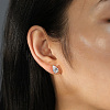 925 Sterling Silver Micro Pave Clear Cubic Zirconia Stud Earrings EJEW-G443-01P-1
