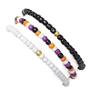 3Pcs 3 Styles Halloween Handmade Lampwork & Glass Seed Beaded Stretch Bracelet Sets BJEW-JB10460-5