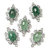 Natural Green Strawberry Quartz Faceted Oval Connector Charms G-G181-06P-02-1