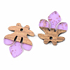 Transparent Resin & Walnut Wood Pendants RESI-S389-051B-B01-2