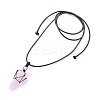 Natural Rose Quartz Pendants Necklaces LS-NJEW-E140-A06-1