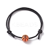 Sport Theme Acrylic Braided Bead Bracelet with Waxed Polyester Cords BJEW-JB10152-3