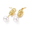 Knot with Plastic Pearl Dangle Stud Earrings EJEW-A072-08LG-2