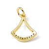 Brass Micro Pave Clear Cubic Zirconia Ginkgo Leaf Charms ZIRC-F132-85G-2