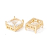 Rack Plating Brass Glass Multi-strand Links ZIRC-I057-30G-01-2