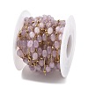 Natural Dyed Jade & 304 Stainless Steel Beads Link Chains CHS-K021-08B-02-2