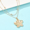 Alloy Flower Pendant with Iron Chain Double Layer Necklaces for Women NJEW-A066-02G-2