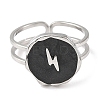 304 Stainless Steel Enamel Open Cuff Rings for Women RJEW-F166-41P-02-2