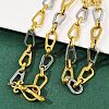 Two Tone 304 Stainless Steel Teardrop Link Chain Necklaces LS-NJEW-C092-02GP-3