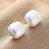 Square Brass & Plastic Stud Earrings for Women EJEW-G425-01G-02-2